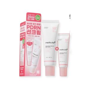 MEDICUBE PDRN Różowy Krem Tonujący z Filtrem SPF50+ PA++++ – Rozjaśniający Ochronny Krem UV (50 ml + 20 ml)
