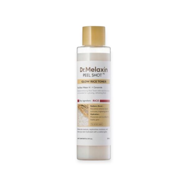 DR.MELAXIN Peel Shot Glow White Rice Toner – nawilżająco-rozświetlający tonik ryżowy 200 ml